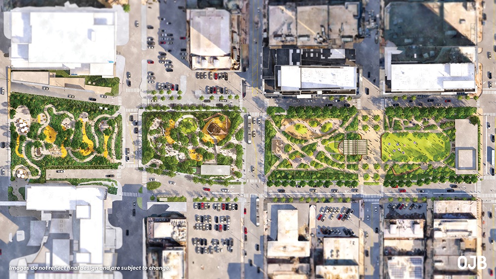 Aerial rendering of the four-block cap